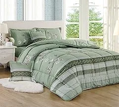 SLEEP NIGHT 4 Pieces Single Size Bedspread Elegant Bedding Set Includes Comforter, Bedsheet, Pillow Sham, Decorative Pillowcase, Lightweight Reversible Comforter, All Seasons