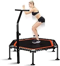 Trampoline Mute High Elastic Fitness Trampoline With Suction Cup Children Jumping Bed Indoor Elastic Rope Jumping Bed (Color : Black, Size : 50 inches)