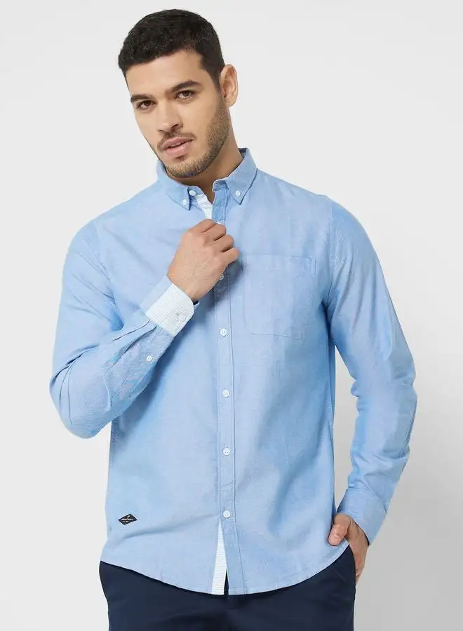 Thomas Scott Men Blue Slim Fit Pure Cotton Casual Sustainable Shirt