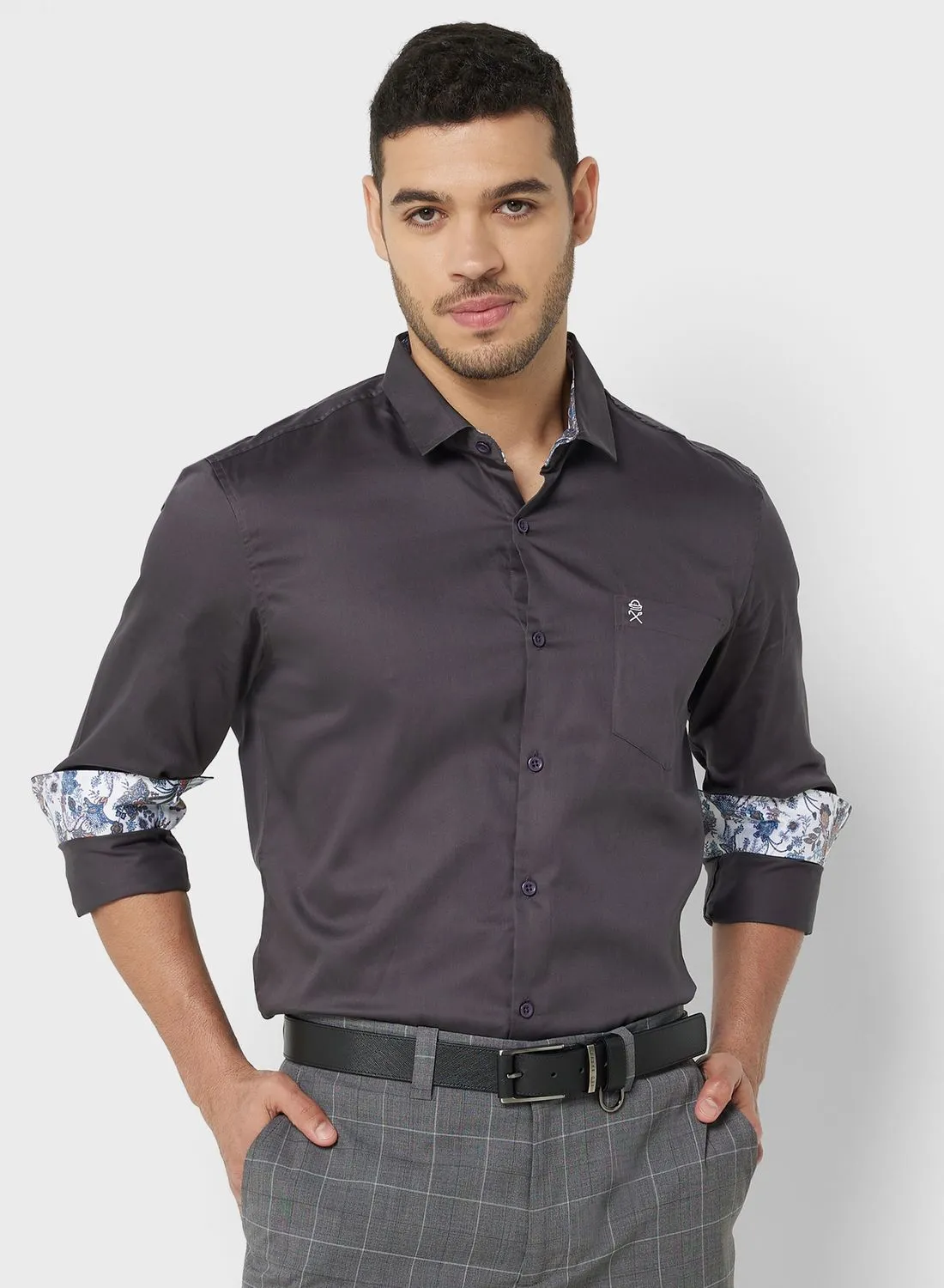 Thomas Scott Men Grey Relaxed Pure Cotton Casual Sustainable Shirt