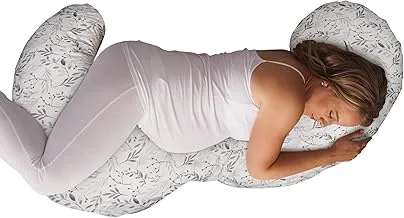 Boppy Slipcovered Total Body Pregnancy Pillow, Gray Scattered Leaves