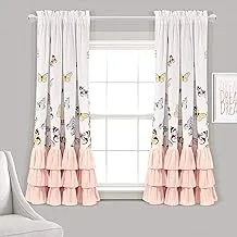 Lush Decor Flutter Butterfly Window Curtain Panel Pair, 63 in x 52 in, Pink