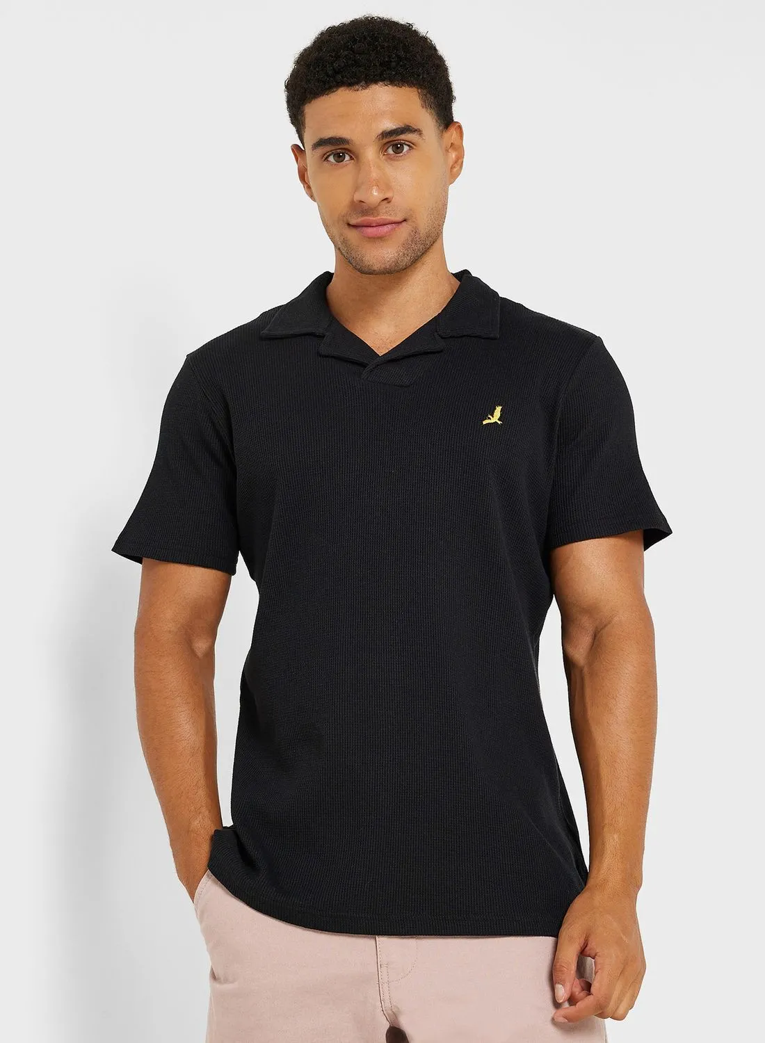 BRAVE SOUL Mens Waffle Polo With Collar -
