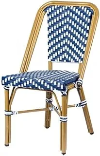 Sultan Gardens Armless Synthetic Ratten Chair White Blue Color- Size- W46*D58*H88 (BZ-CB051)