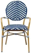 Sultan Gardens Arm Chair Synthetic Ratten- White Blue Color- Size- W46*D60*H90 (BZ-CB049)