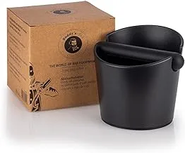 Buddy´s Bar - Barista Edition, Knock Container for Espresso Coffee Grounds from The Filter Holder, Diameter 12.2/10 cm, Height: 9.4/12.7 cm, ABS, Pomace Container with Removable Knock bar, Black