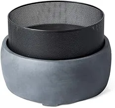 Sultan Gardens Fire Pit Clay Fiber with Metal Bowel THF-980074 Size 50x24 Drak Gray Color: Round Shape