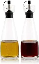 270ml Clear Olive Oil and Vinegar Dispenser Bottle Set with Non Drip Silicone Stopper | Oil Dispenser Bottle for Kitchen and Restaurant