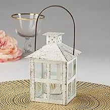 Kate Aspen White Vintage Distressed Rustic Candle Holder Decorative Lantern (6 Inch), Wedding Decoration, Centerpiece, Farmhouse Decor, Shelf Decor