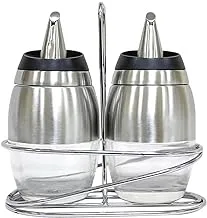 230ml Olive Oil and Vinegar Dispenser Bottle Set with Stainless Steel Holder Non-Drip Oil Dispenser Bottle | Oil Dispenser Bottle for Kitchen and Restaurant