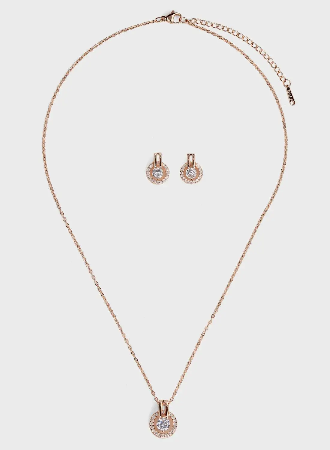 Ella Limited Edition Cz  Round Pendant Necklace & Earrings Set