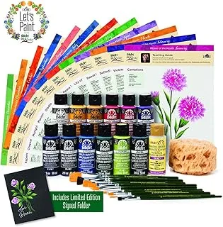 FolkArt One Stroke Donna Dewberry Flowers of the Month Let's Paint Kit, 36 Piece Set