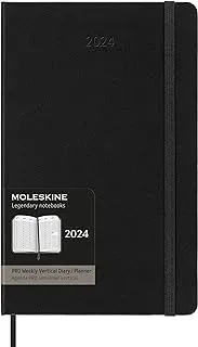 Moleskine 2024 Pro Vertical Weekly Planner, 12M, Large, Black, Hard Cover (5 x 8.25)