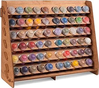 Plydolex Citadel Paint Rack Organizer with 60 Holes for Miniature Paint Set - Wall-mounted Wooden Craft Paint Storage Rack and OPI organizer- Craft Paint Holder Rack 16x5.2x12.6 inch
