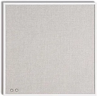 لوحة نشرات الكتان من U Brands Farmhouse مقاس 35.56 سم × 35.56 سم، إطار معدني أبيض، سطح تثبيت من الدرجة الصناعية