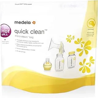 Medela Quick Clean Microwave Bags, Quick and Convenient Cleaning of Breast Pump Parts or Accessories, Reusable, Pack of 5