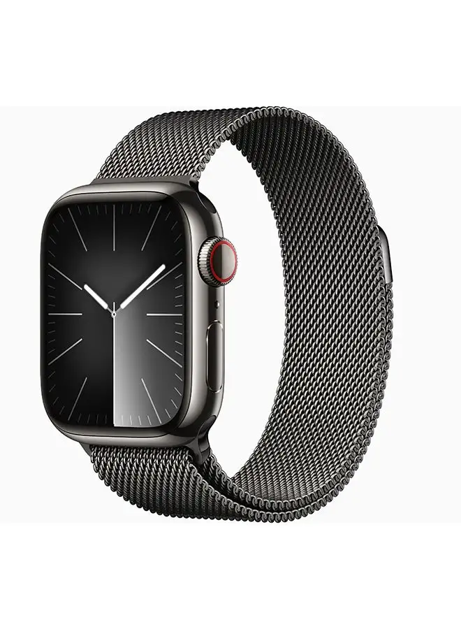 Apple Watch Series 9 GPS + Cellular 41mm Stainless Steel Case With Graphite Milanese Loop