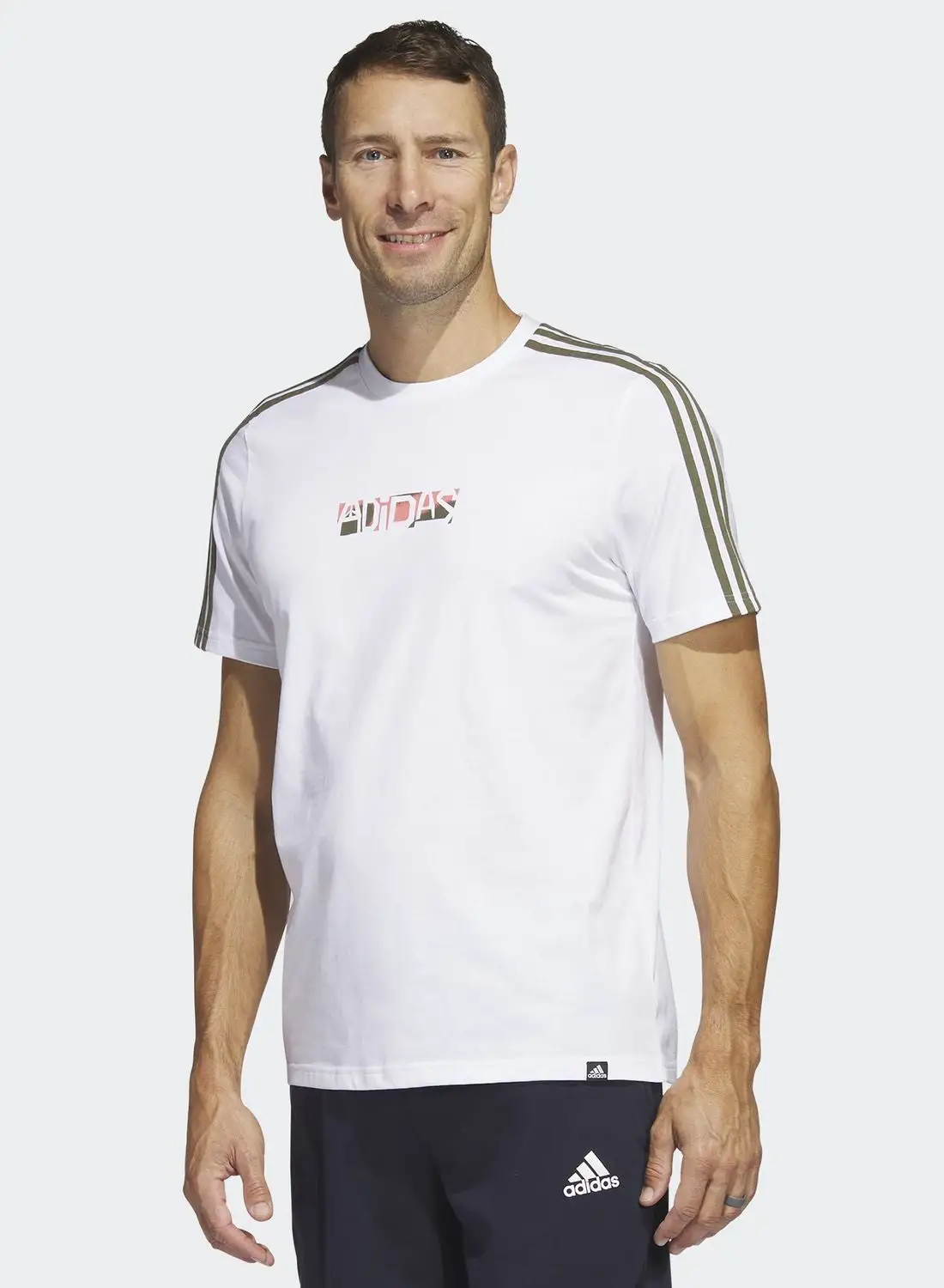 Adidas 3 Stripe Sport Optimist Graphic T-Shirt