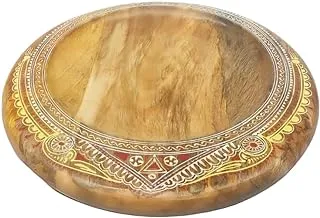Ali Baba Cave Wooden Round Tray, Large, Yellow/Red