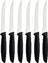 Tramontina Plenus 6 Pieces Steak and Fruit Knife Set with Stainless Steel Blades and Black Polypropylene Handles