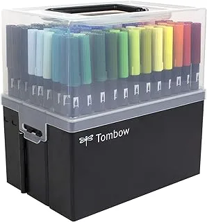Tombow 56179 108-Piece Dual Brush Pen Set in Marker Case. Complete Collection of Tombow Dual Brush Pens in a Portable Marker Case