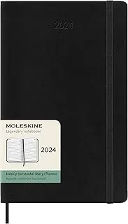 Moleskine 2024 Horizontal Weekly Planner, 12M, Large, Black, Soft Cover (5 x 8.25)