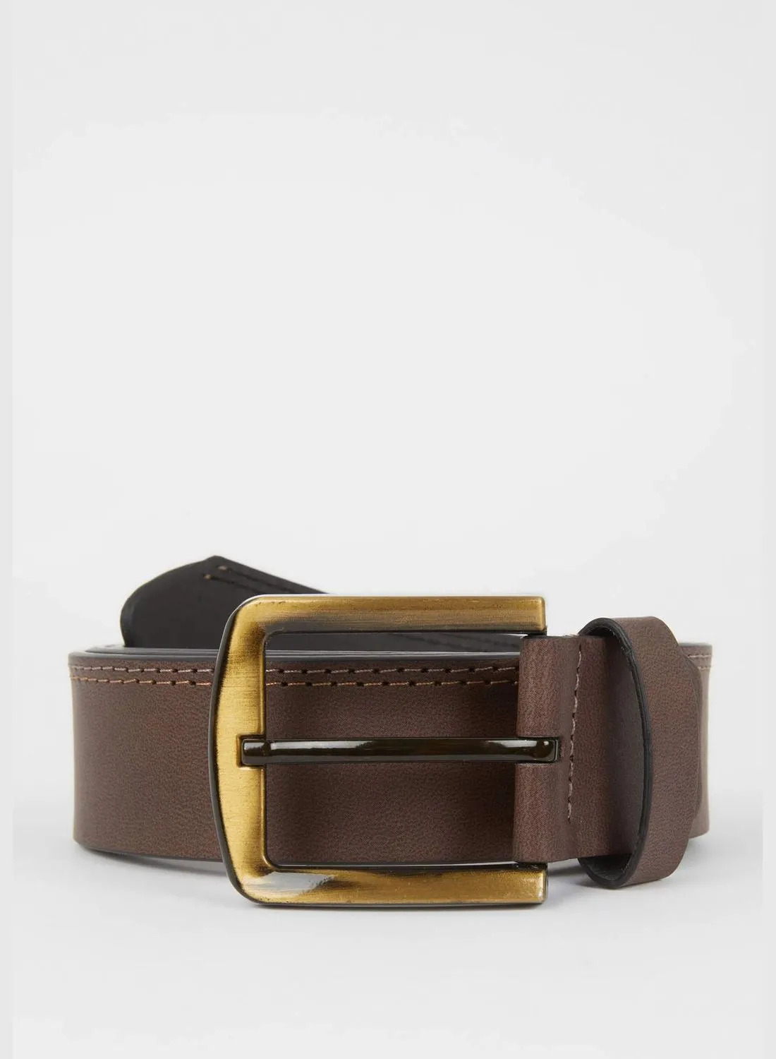 DeFacto Leather Belt With Gold Square Buckle