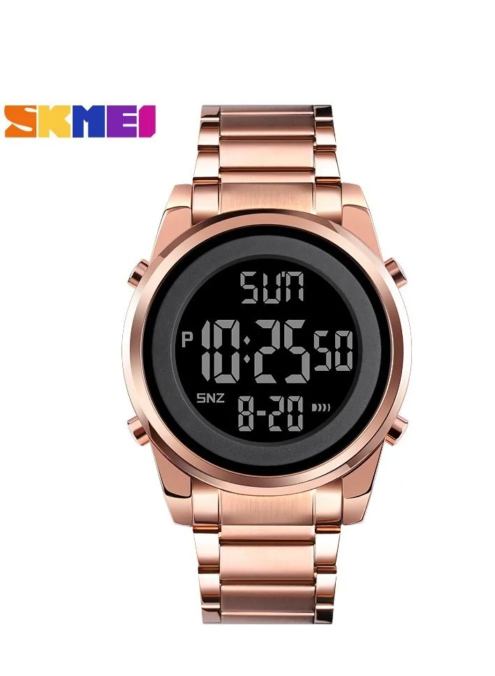 SKMEI Watches for Men's Digital Business Wrist Watch Stainless Steel Band 52mm Rose Gold 1611