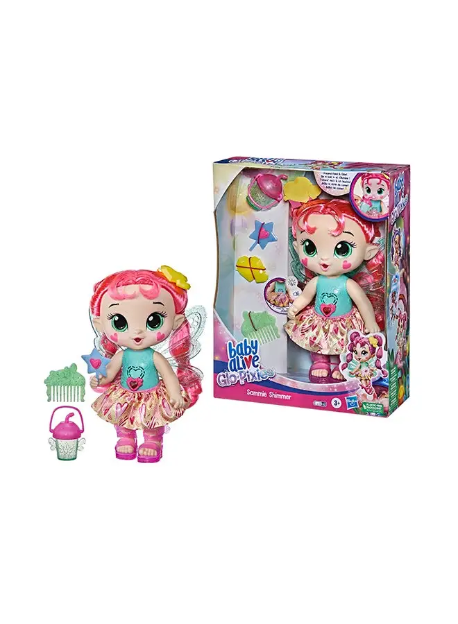 Baby Alive Baby Alive Glopixies Doll, Sammie Shimmer, Glowing Pixie Doll Toy For Kids Ages 3 And Up, Interactive 10.5-Inch Doll Glows With Pretend Feeding