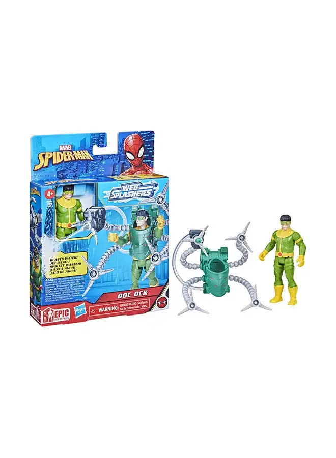 Spider-Man Marvel Spider-Man Aqua Web Warriors 4-Inch Doc Ock Action Figure with Refillable Water Gear Accessory, Action Figures for Boys and Girls 4 and Up