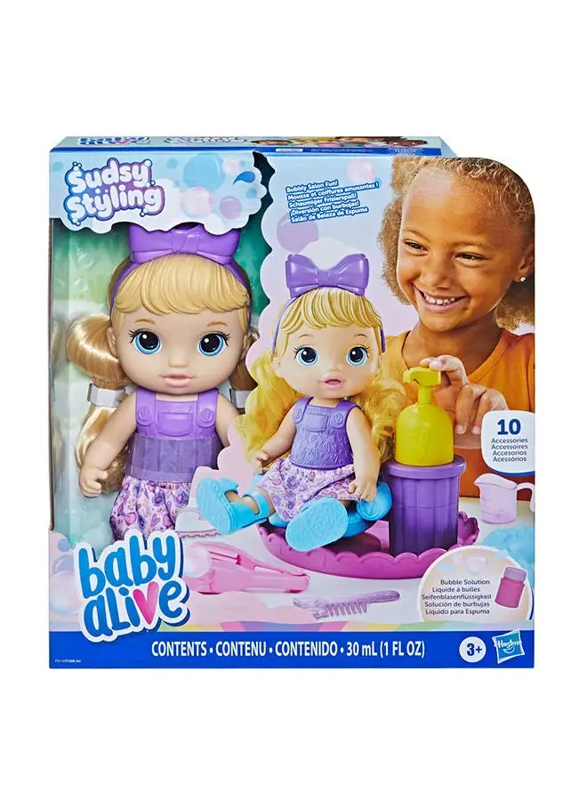 Baby Alive Sudsy Styling 12-Inch Baby Doll Toys Includes Accessories For Kids Ages 3 And Up