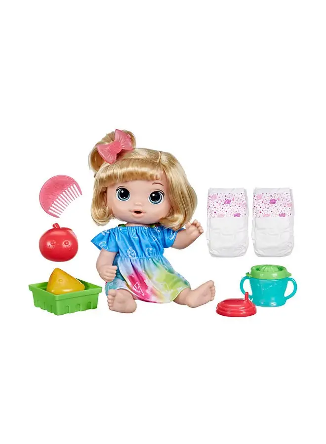 Baby Alive Baby Alive Fruity Sips Doll Apple Toys For 3 Year Old Girls 12-Inch Baby Doll Set Drinks & Wets Pretend Juicer Kids 3 And Up Blonde Hair