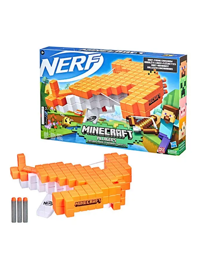 NERF Minecraft Pillager's Crossbow, Includes 3 Elite Darts And Pull-Back Priming Handle