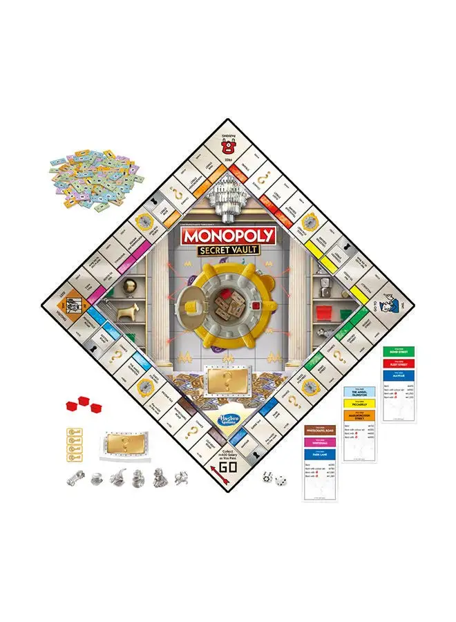 Monopoly Secret Vault Board Game For Kids Ages 8 And Up, 2-6 Players, Includes Vault