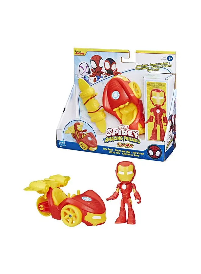 SPIDEY AND HIS AMAZING FRIENDS Marvel Spidey and His Amazing Friends Iron Racer Set, Action Figure with Vehicle and Accessory, Marvel Toys, Preschool Toys, Super Hero Toys