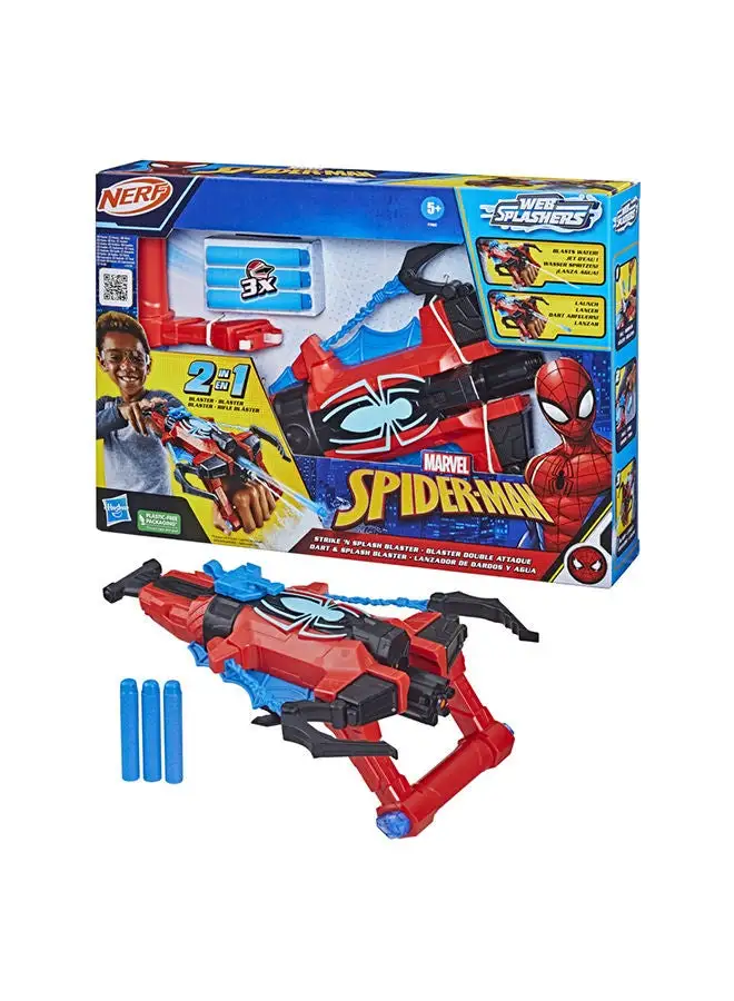 Spider-Man Marvel Spider-Man NERF Strike 'N Splash Blaster, Blast Darts or Water, Super Hero Toys, Marvel Toys for Kids Ages 5 and Up