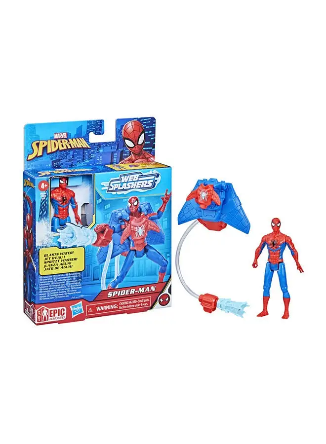 Spider-Man Marvel Spider-Man Aqua Web Warriors 4-Inch Spider-Man Action Figure with Refillable Water Gear Accessory, Action Figures for Boys and Girls 4 and Up
