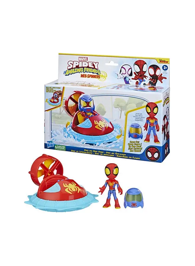 SPIDEY AND HIS AMAZING FRIENDS Marvel Spidey and His Amazing Friends Web-Spinners Spidey with Hover Spinner, Car Playset with Vehicle, Figure, and Accessory, Toy Cars for Kids 3 and Up