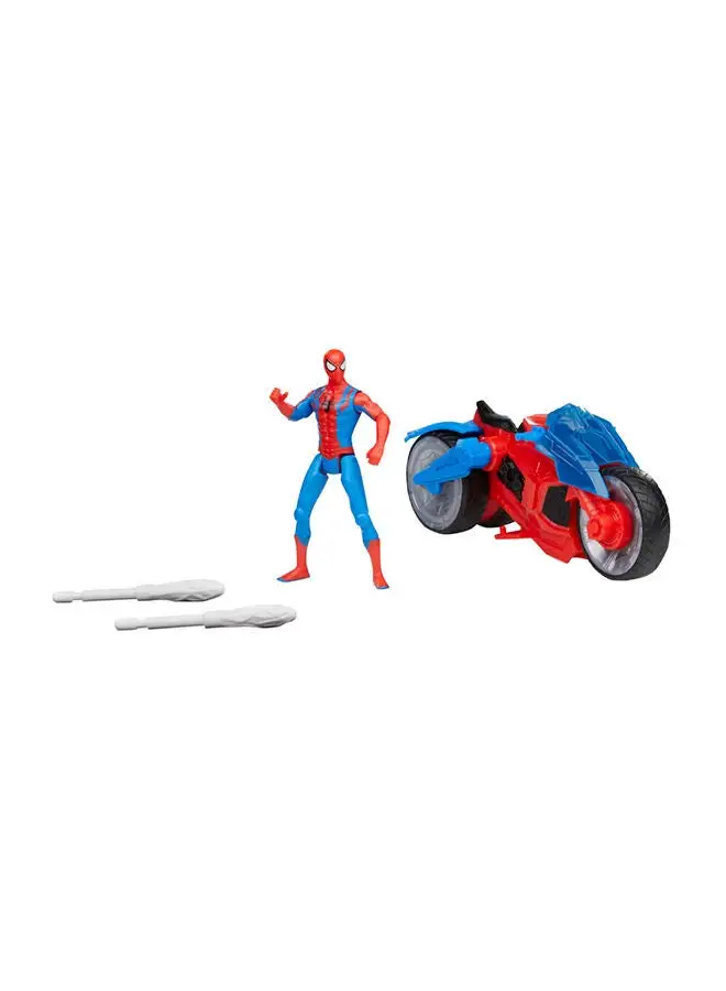 Spider-Man Marvel Spider-Man Web Blast Cycle 4-Inch Action Figure With Vehicle And 2 Web Projectiles Kids Playset For Ages 4 And Up