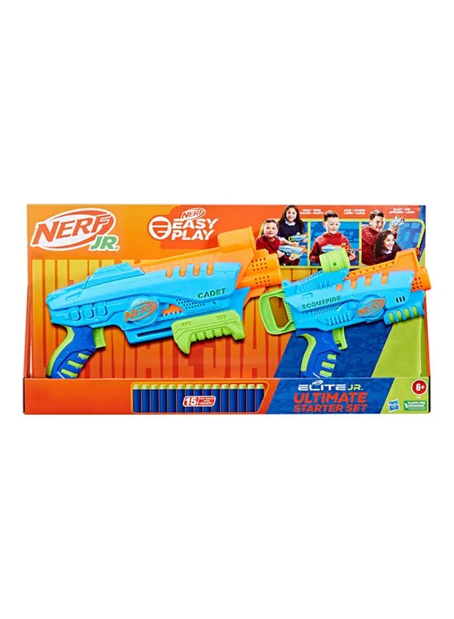 مجموعة NERF Elite Junior Ultimate Starter، 2 مسدسات سهلة اللعب، 15 سهم النخبة، ألعاب خارجية للأطفال