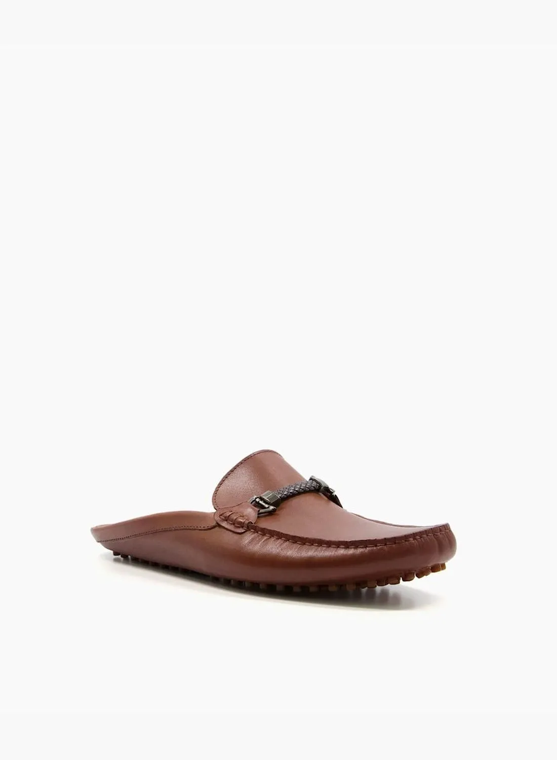 Dune LONDON Beaker Square Toe Leather Backless Loafers