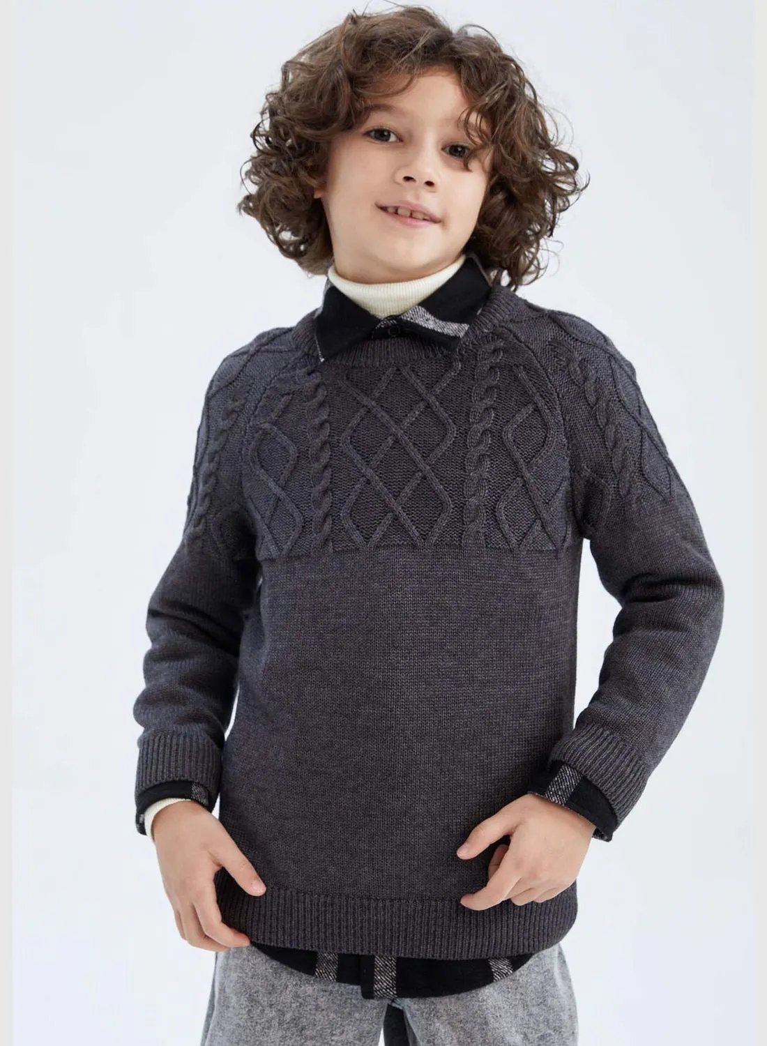 DeFacto Boy Crew Neck Long Sleeve Tricot Pullover