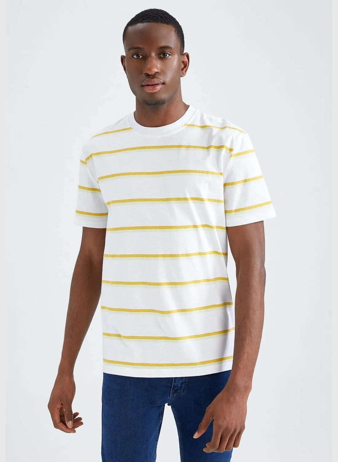 DeFacto Regular Fit Short Sleeve Striped T-Shirt