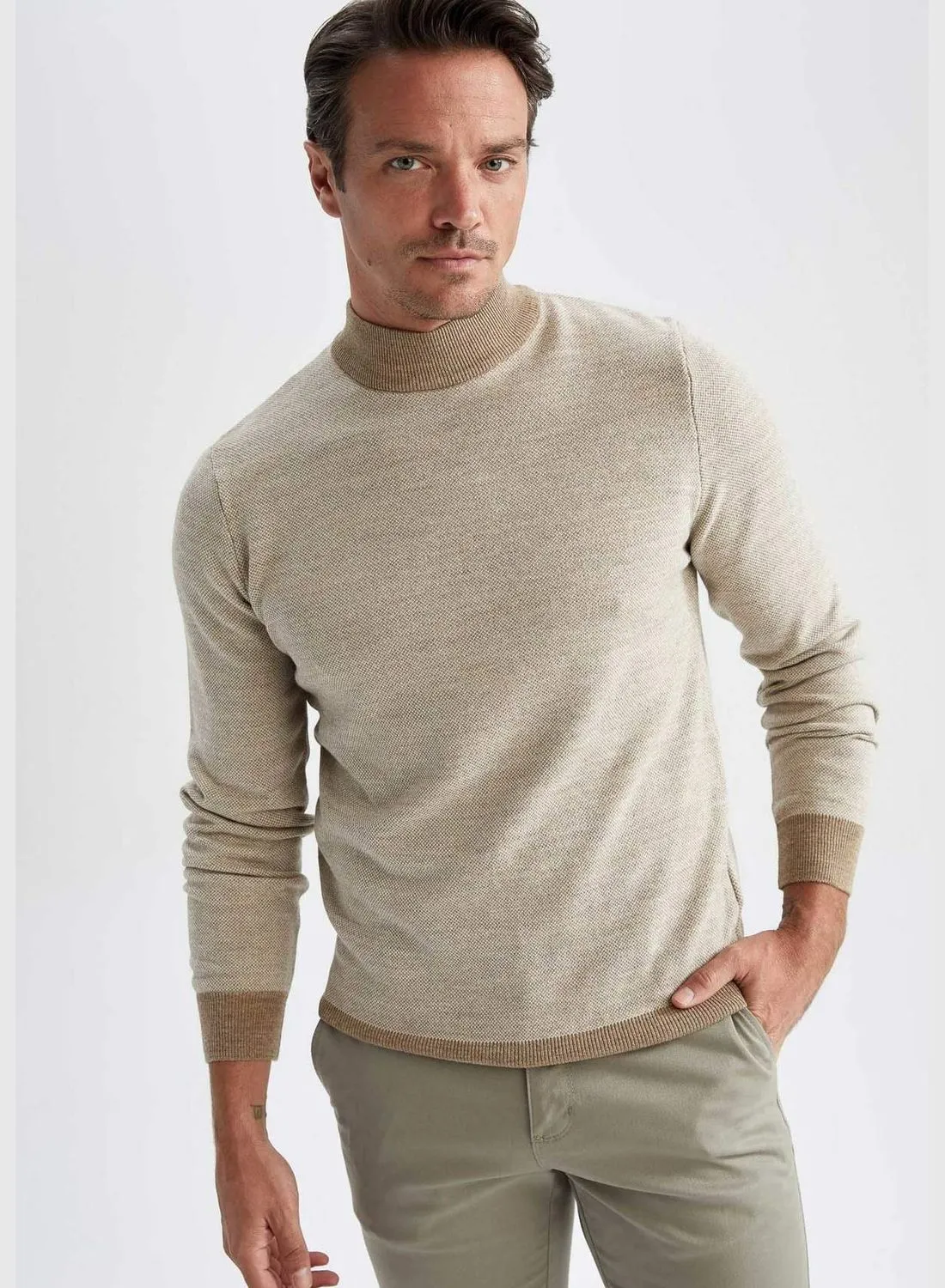 DeFacto Slim Fit Half Turtle Neck Long Sleeve Tricot Pullover