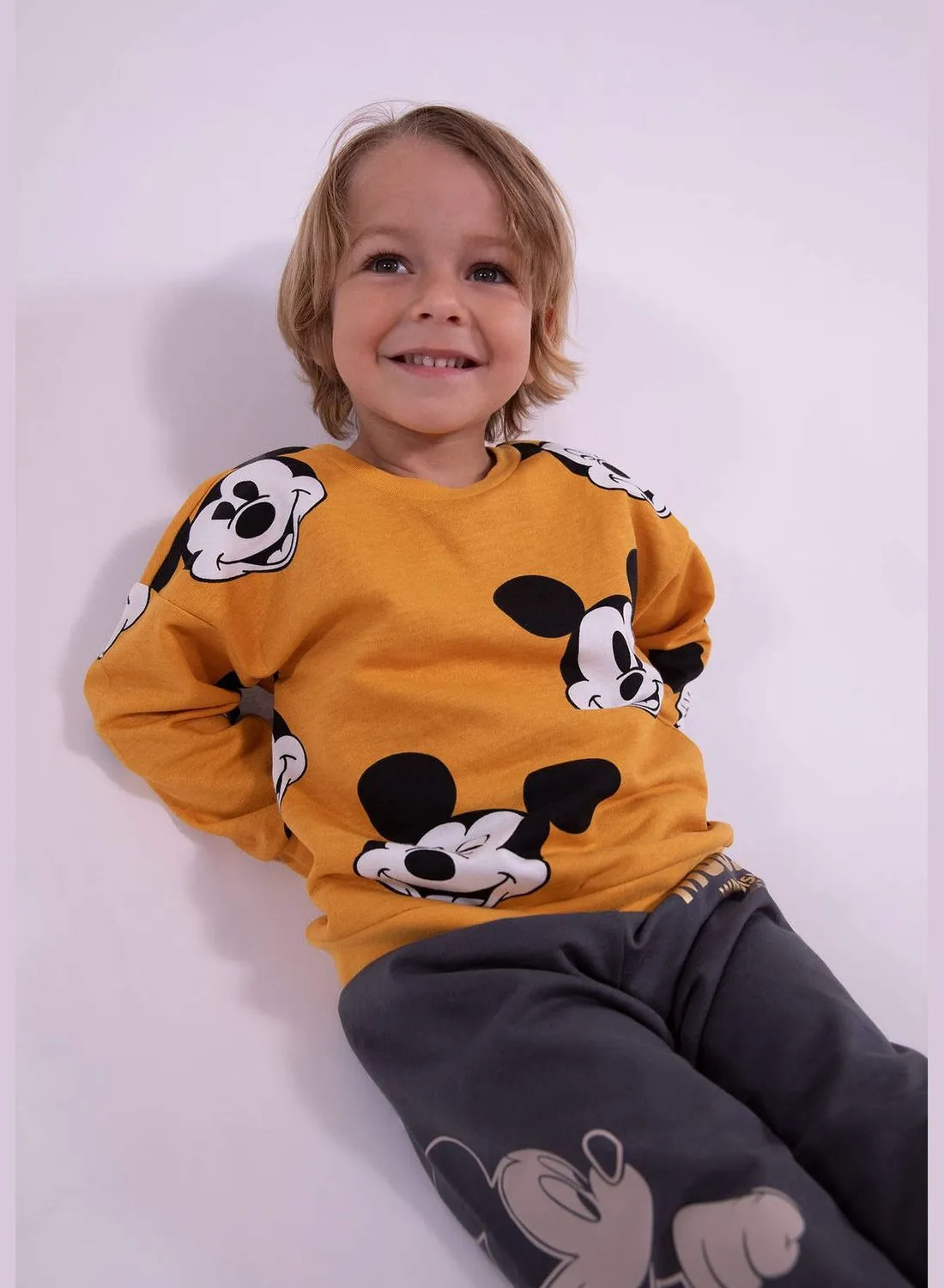 DeFacto BabyBoy Disney Mickey & Minnie Licenced Regular Fit Bike Neck Long Sleeve Knitted Sweatshirt
