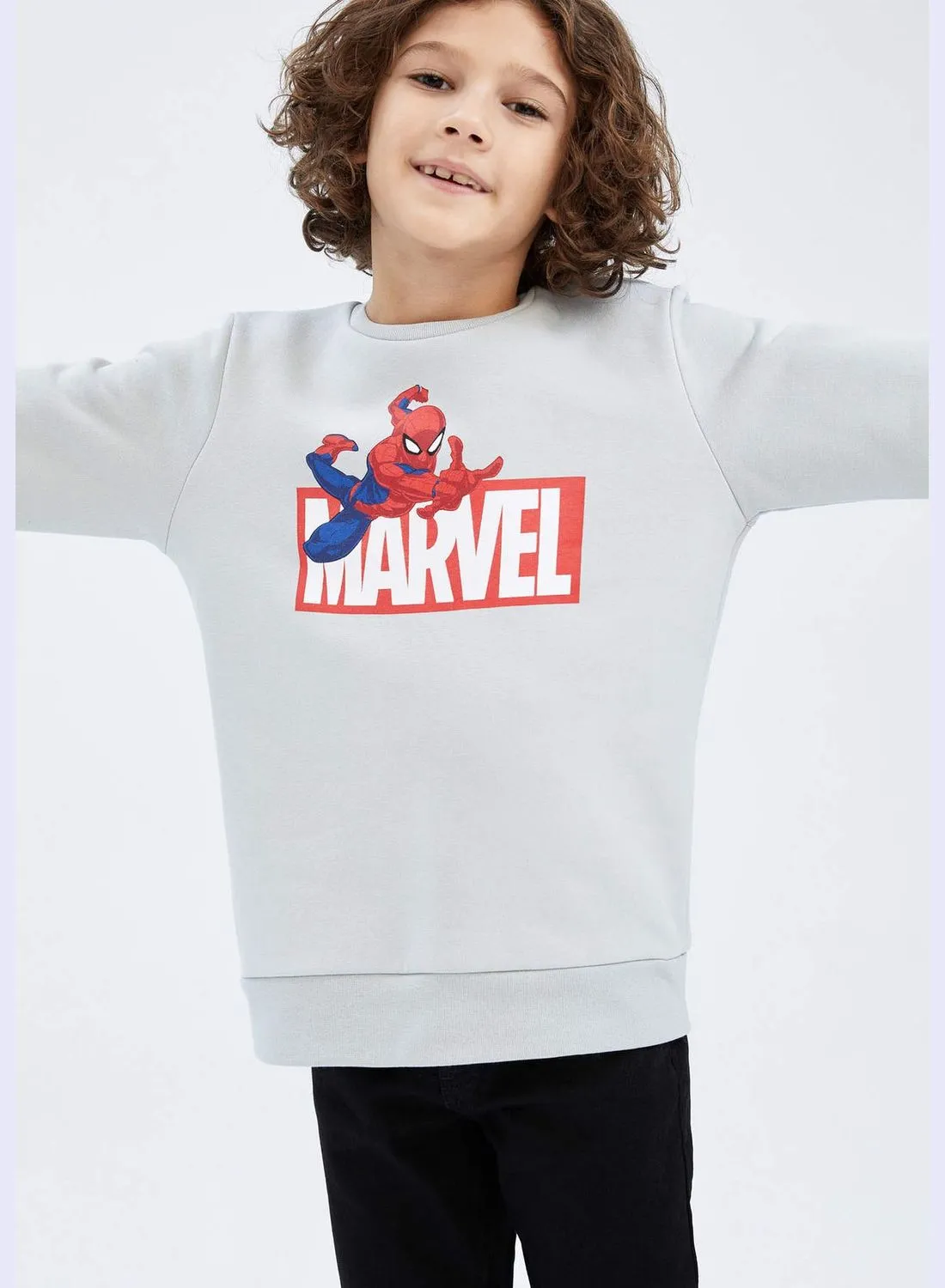 DeFacto Boy Spiderman Licenced Regular Fit Crew Neck Long Sleeve Knitted Sweatshirt