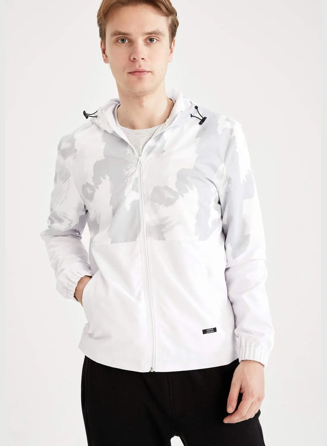 DeFacto Slim Fit Patterned Hooded Thin Zip-Up Jacket