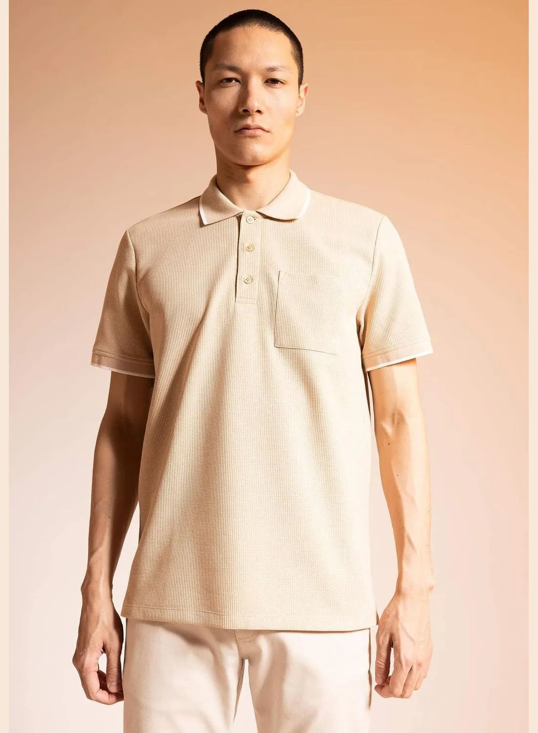 DeFacto Regular Fit Textured Short Sleeve Polo Shirt