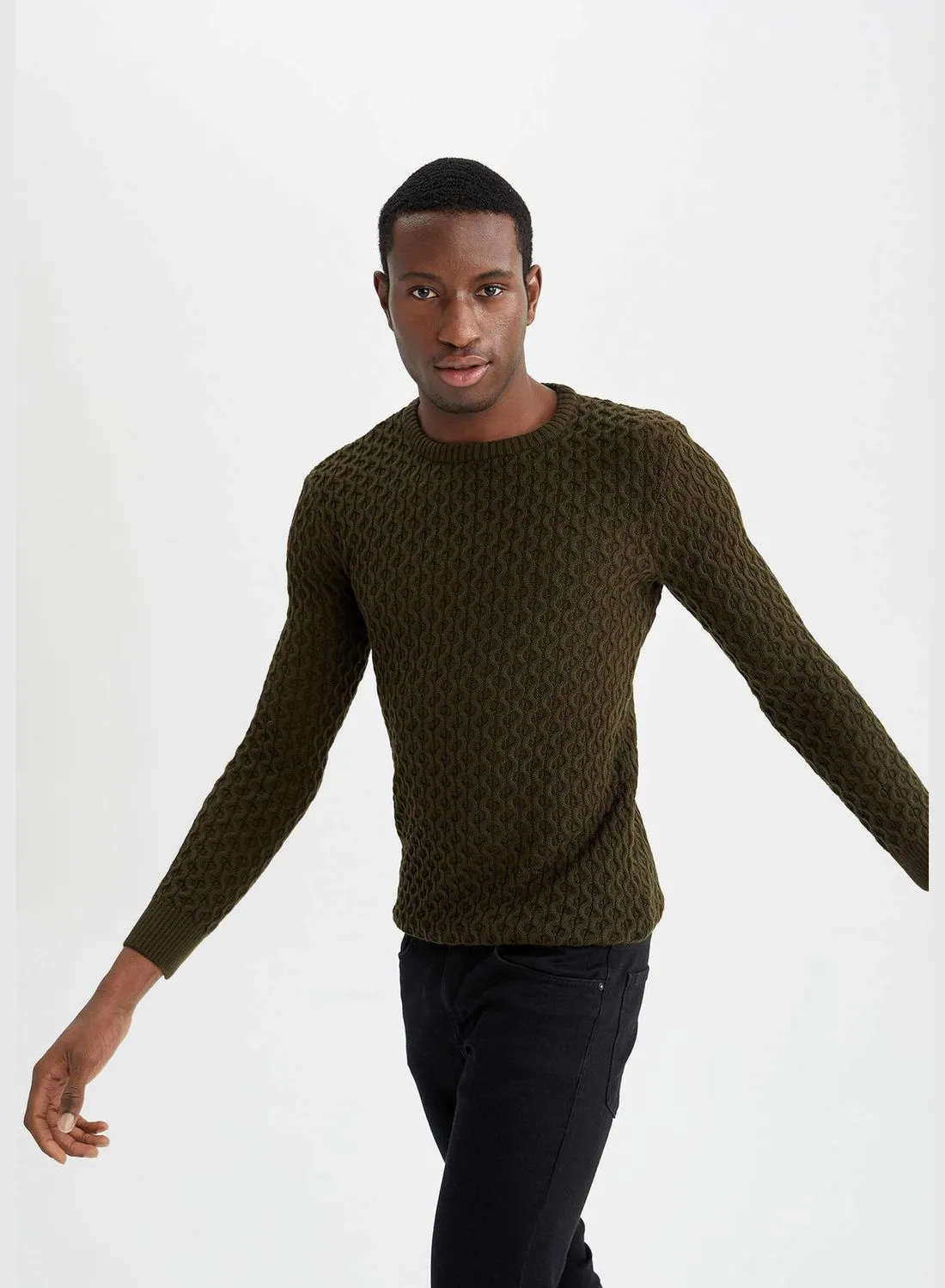 DeFacto Man Regular Fit Crew Neck Long Sleeve Tricot Pullover