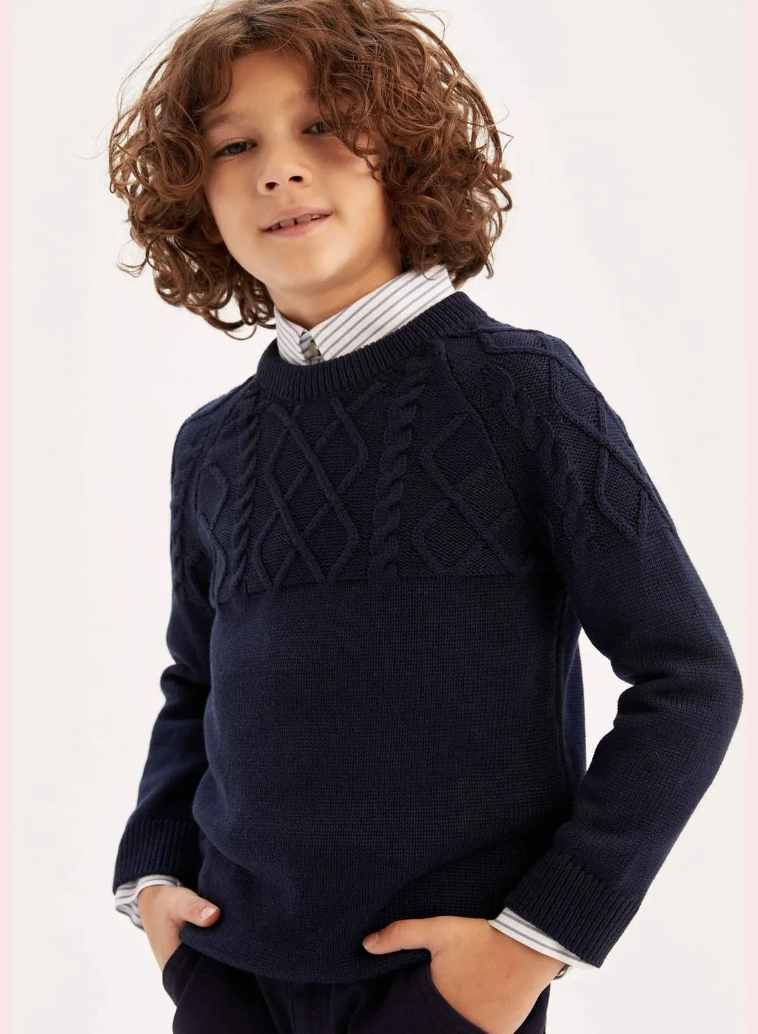 DeFacto Boy Crew Neck Long Sleeve Tricot Pullover